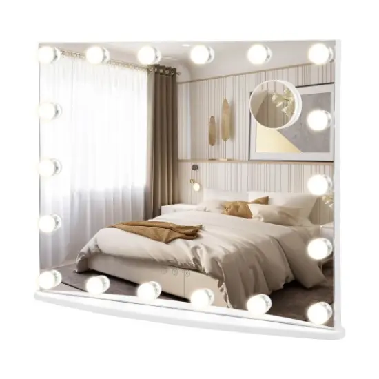 Vanity Mirror with 18 Dimmable LED Bulbs and 3 Color Lighting Modes- White {1}