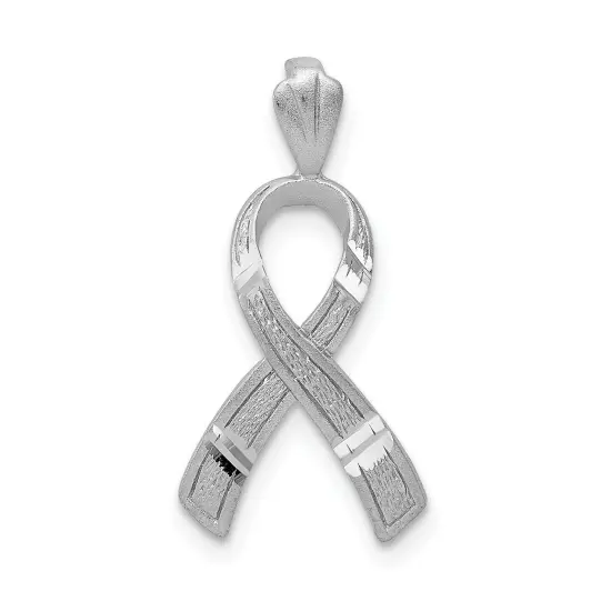 14K White Gold Awareness Pendant Jewelry FindingKing 22.8mm x 11.2mm {1}