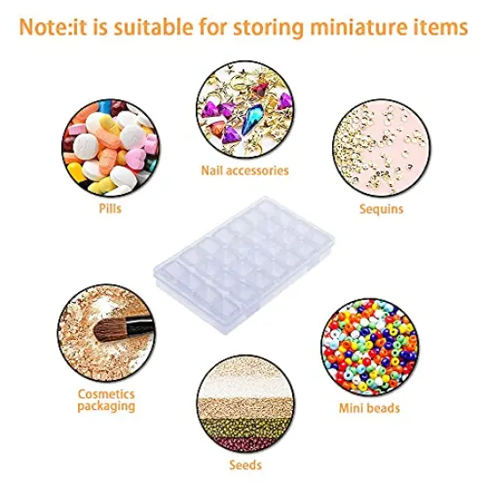 2 Pack Diamond Embroidery Box, Colorful Diamond Painting Storage Box Containers Each with 28 Mini Compartments Grids Mosaic Kits Accessories Storage Box and Cross Stitch Tools for DIY Art Craft {5}