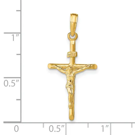 14K Gold Stick Style Crucifix Pendant Charm Religious Jewelry 31 x 15 mm {2}