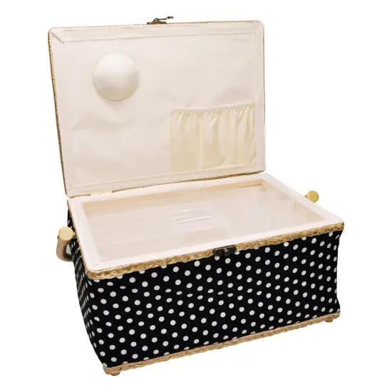 Folding Sewing Basket Dots - black/white {2}