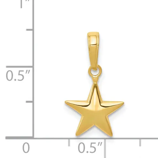 14K Gold Small Polished 3D Star Charm Pendant Jewelry 17 x 11 mm {5}
