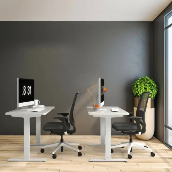 Electric Standing Desk Frame with Adjustable Height and Press Button Controller White {3}