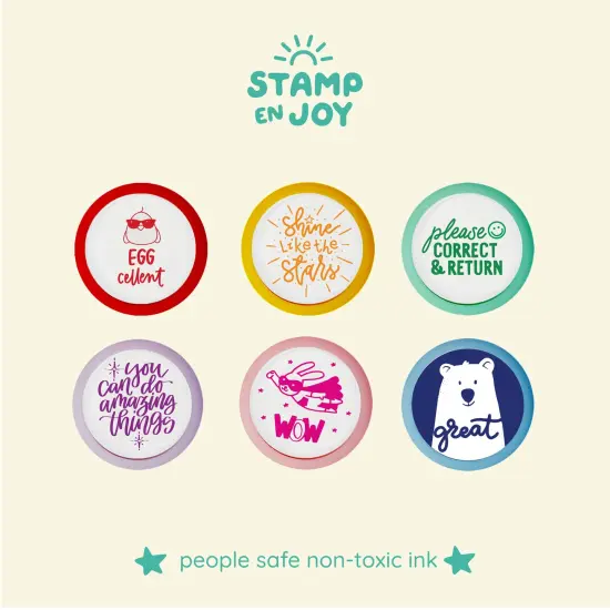 Stamp Enjoy - Self-Ink Flash Stamp Set, Multicolor Teacher Stamps, Office Stationery Stamps, Pre-Inked (Celebration Set) {2}