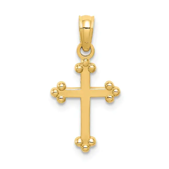 14K Yellow Gold Cross Pendant Charm Religious Jewerly 20mm x 11mm {1}