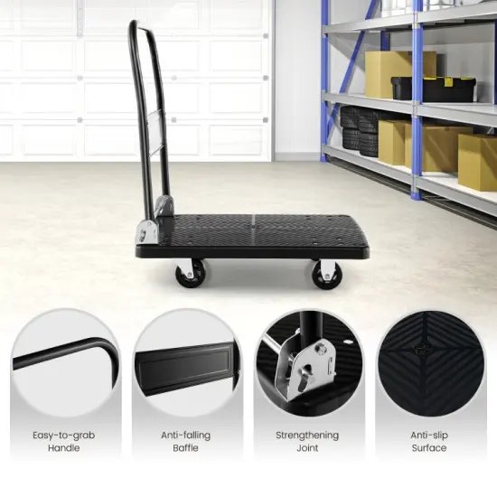 Folding Push Cart Dolly with Swivel Wheels and Non-Slip Loading Area {4}