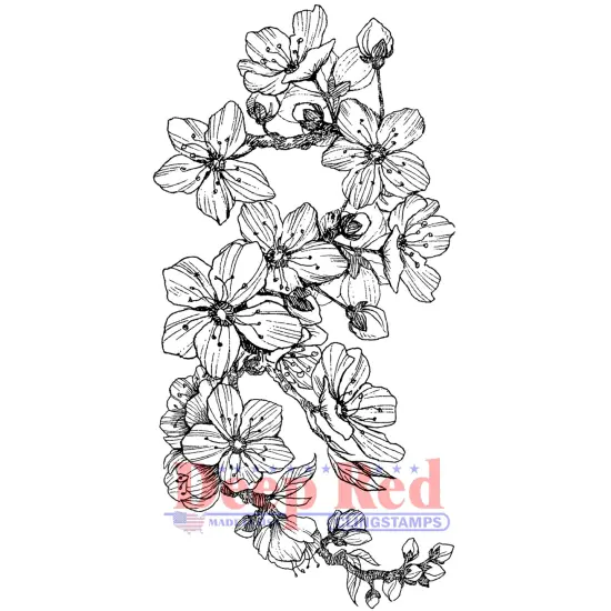 Deep Red Stamps Blooming Sakura Rubber Cling Stamp2.2 x 4.2inches {1}