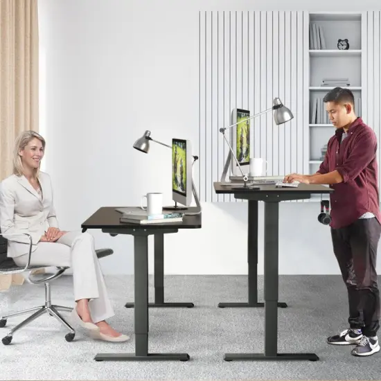Electric Computer Standing Desk with Height Adjustable and Cable Management Hole Black {6}