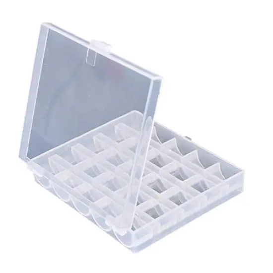 25 Slots Empty Bobbins Spools Box, Sewing Craft Plastic Case Storage Box for Sewing Machine 2 Pack {3}