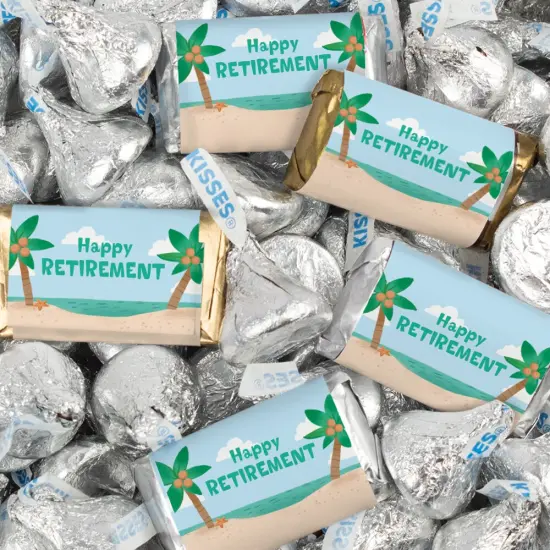 128 Pcs Retirement Party Candy Favors Hershey's Miniatures & Kisses - Tropical {1}