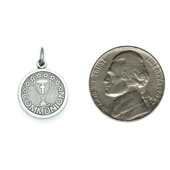 14K White Gold Communion Charm Religious Pendant Jewerly 22mm x 15mm {2}