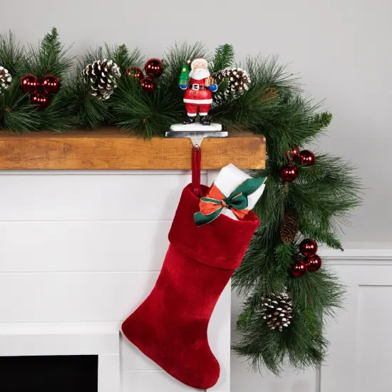 Northlight 6.25" Santa Claus with Tree and Present Christmas Stocking Holder Red {7}