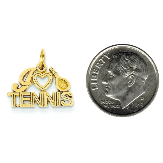 14K Gold I Love Tennis Charm Jewelry FindingKing 16mm x 17mm {2}