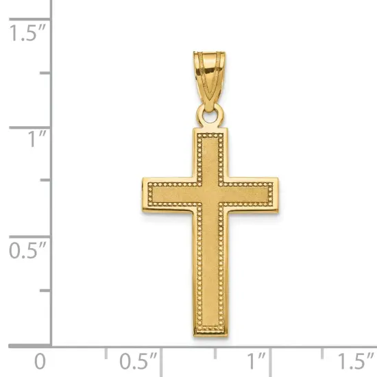 14K Gold Large Satin Cross Pendant Charm Jewelry 31 x 16 mm {2}