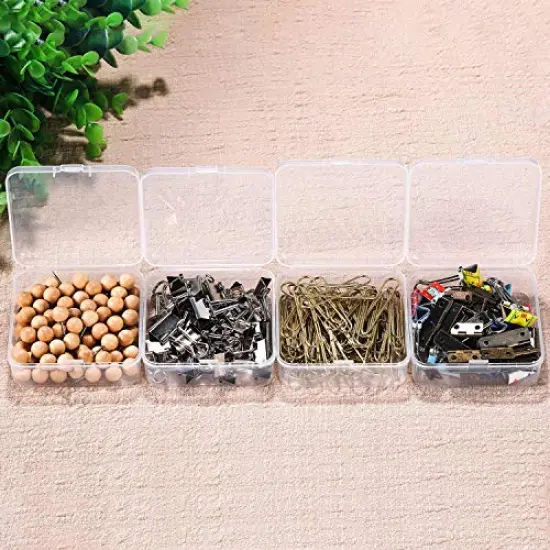12 Pack Clear Plastic Beads Storage Containers Box with Hinged Lid for Beads and More (3.3 x 3.3 x 1.2 Inch) {4}