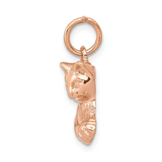 14K Gold Rose Gold Polished Cat Charm Jewelry 18mm x 18mm {3}