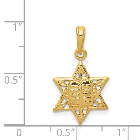 14K Gold Star Of David Tablets In Center Pendant Charm Jewelry 23 x 15 mm {2}