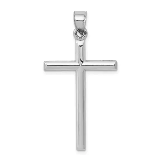14K White Gold Cross Pendant Charm Jewelry Religious 38mm x 20mm {1}