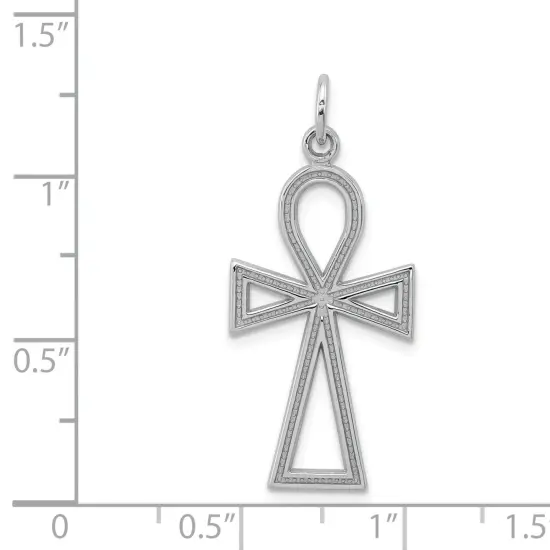14K White Gold Ankh Charm Pendant Religious Jewelry 37mm x 14mm {2}