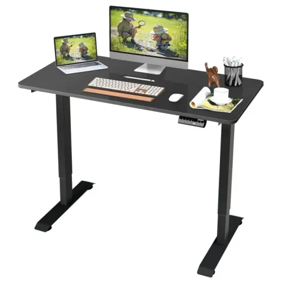 Electric Computer Standing Desk with Height Adjustable and Cable Management Hole Black {8}