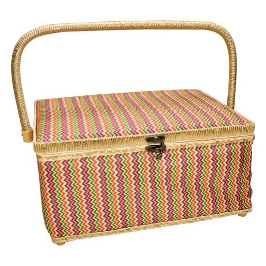 Folding Sewing Basket Chevron - pink {1}