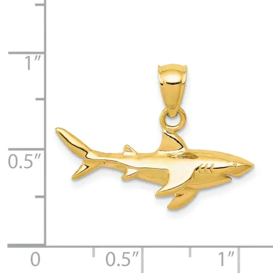 14K Gold Shark Pendant Charm Jewelry 18 x 24 mm {2}