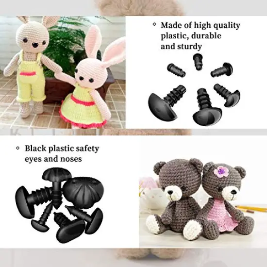 462Pcs Safety Eyes and Noses, Black Plastic Stuffed Crochet Eyes with Washers for Crafts {6}