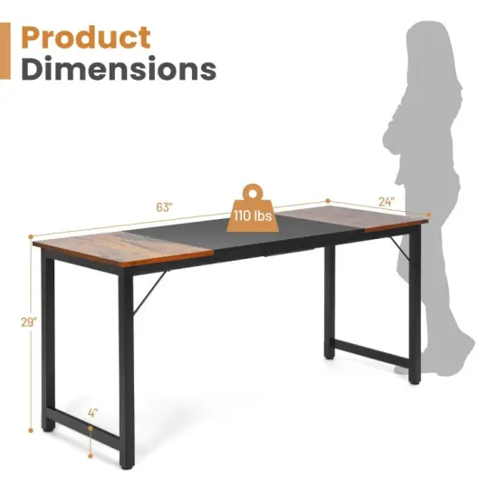 63 Inch Modern Splice Computer Desk with Heavy Duty Steel Frame {3}