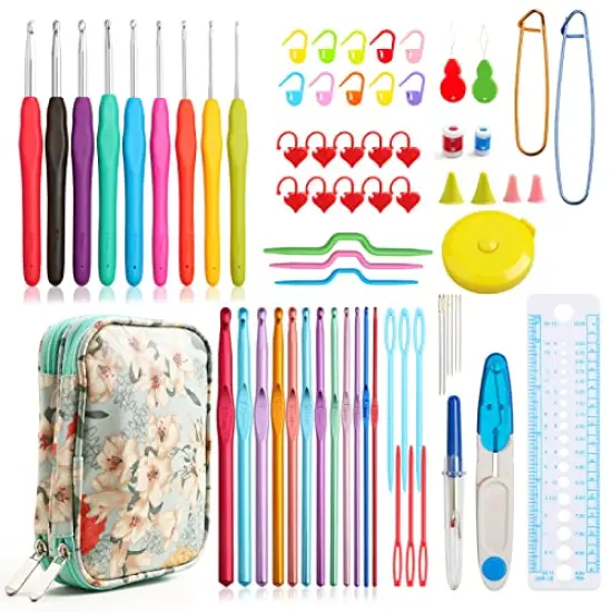 Crochet Hooks Set with Case,9 Ergonomic Crochet Hooks with Soft Grip,12 Aluminum,Full Crochet Kit for Beginners Adults with Crochet Tools and Accessories {1}