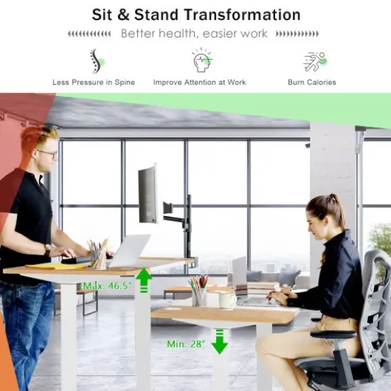 55 Inch x 28 Inch Electric Standing Desk with USB Port Natural {3}