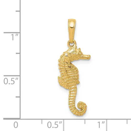 14K Gold Seahorse Pendant Charm Jewelry 26 x 9 mm {3}