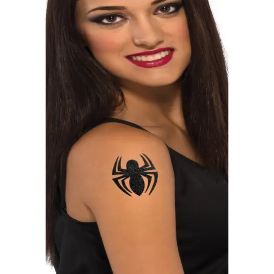 Girls Spider Girl Stick On Glitter Spider Tattoo Costume Accessory {1}