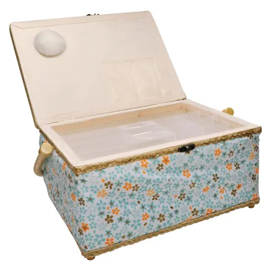 Folding Sewing Basket Floral - blue/yellow {2}