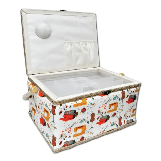 Folding Sewing Basket Floral - pink/white {6}