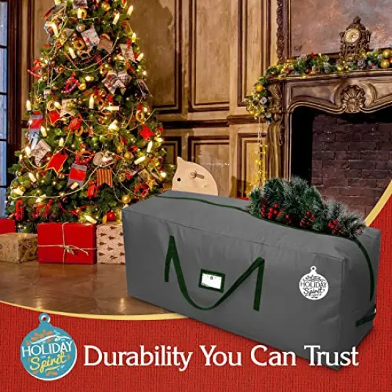Christmas Tree Storage Bag - Heavy-Duty Tree Bag with Durable Reinforced Handles & Zipper, Waterproof Storage Bag Protects from Moisture & Dust (Fits a 7.5FT Tree, Charcoal) {5}