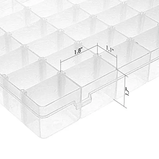 36 Grids Clear Plastic Jewelry Box Organizer Storage Container with Removable Dividers (36 Grids - Clear) {3}