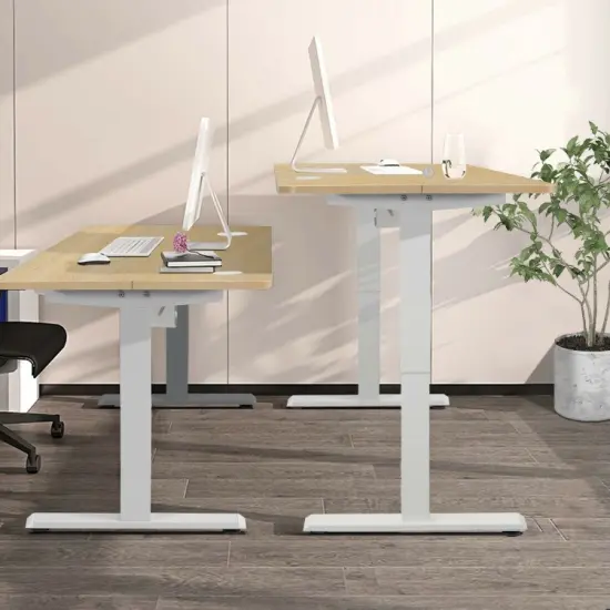48 Inches Electric Standing Height Adjustable Computer Desk with USB Port and Cable Management tray Beige {4}