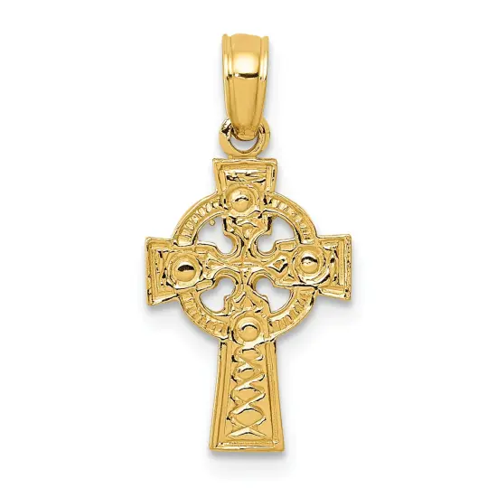 14K Gold Celtic Cross Eternity Circle Pendant Charm Jewelry 19 x 10mm {1}
