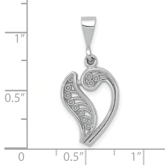 14K White Gold Polished Filigree Initial V Pendant Jewerly 28.8mm x 12.8mm {2}