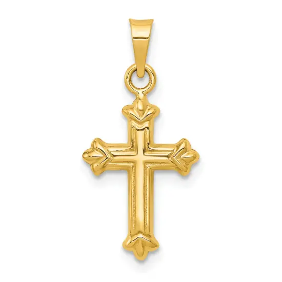 14K Yellow Gold Cross Charm Pendant Religious Jewerly 23mm x 11mm {1}