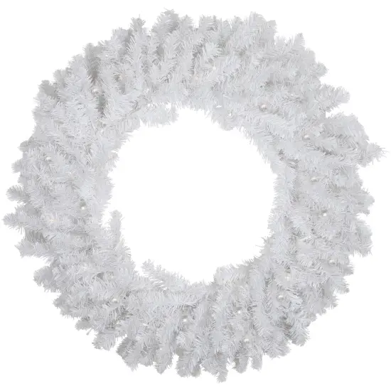 Northlight Pre-Lit LED White Canadian Pine Artificial Christmas Wreath, 30-Inch, Clear Lights {1}