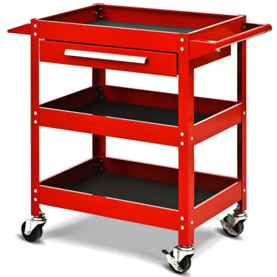 Rolling Tool Cart Mechanic Cabinet Storage Tool Box Organizer with Drawer Red {2}