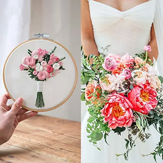 5 Pieces Embroidery Hoops Bamboo Circle Cross Stitch Hoop Ring 5 inch to 10 inch for Embroidery and Cross Stitch {4}