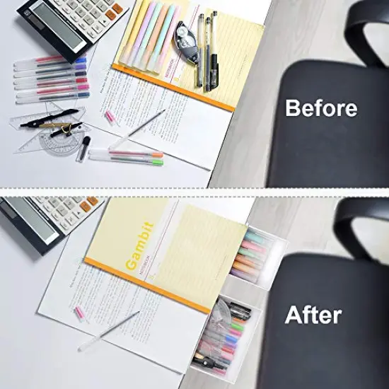 YOOUSOO 2 Pack Under Desk Drawer Organizer Slide Out Desk Drawer Attachment Plastic Desk Accessories & Workspace Organizers,Hidden Desktop Organizer Pen Holder for Desk Self-Adhesive {5}