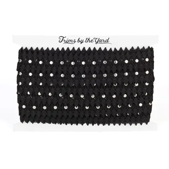 10 Yards of Annalise Lace Trim Embellished With 3MM Round Silver Studs | 10 yard cut {2}