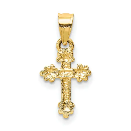 14K Yellow Gold Fancy Cross Pendant Charm Jewelry {3}