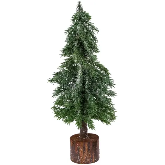 Northlight Frosted Icy Pine Tree with Jute Base Christmas Tree - 14" - Unlit Green {1}