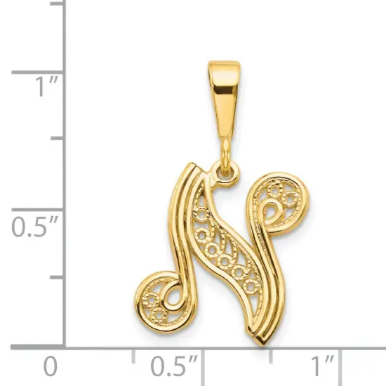 14K Gold Initial N Charm Jewelry FindingKing 28mm x 14mm {2}