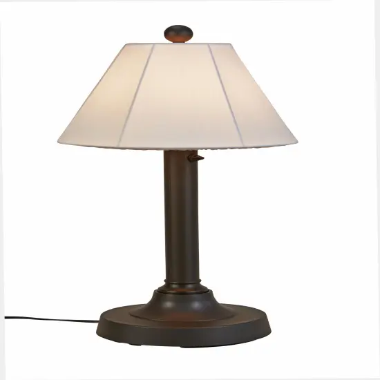Malibu 30" Outdoor Table Lamp with 2" Bronze Resin Body and Natural Canvas Sunbrella Shade Cover {1}