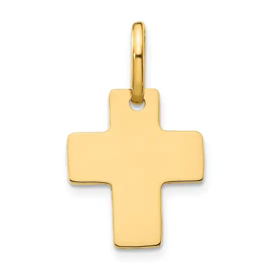 14K Yellow Gold Cross Charm Pendant Religious New |AD 22 X 13mm Jewerly {1}